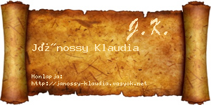 Jánossy Klaudia névjegykártya